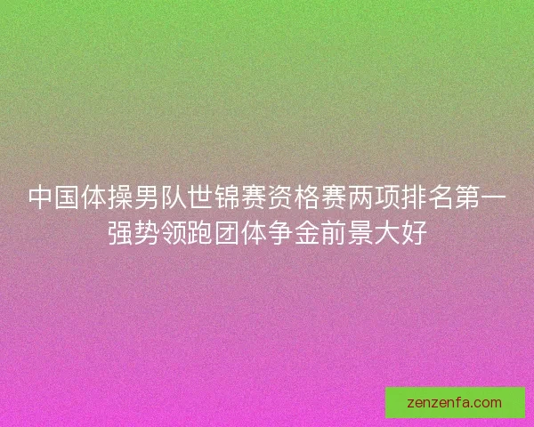 中国体操男队世锦赛资格赛两项排名第一强势领跑团体争金前景大好